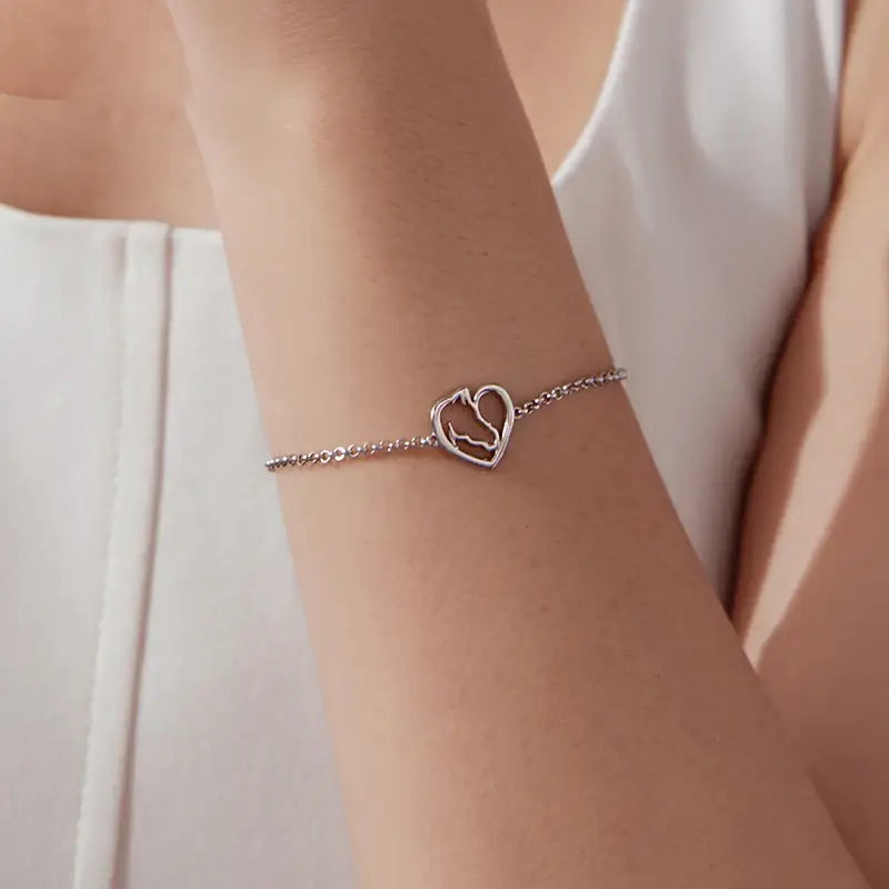 Silver Horse Heart Chain Bracelet for Women – Unique Jewelry Gift