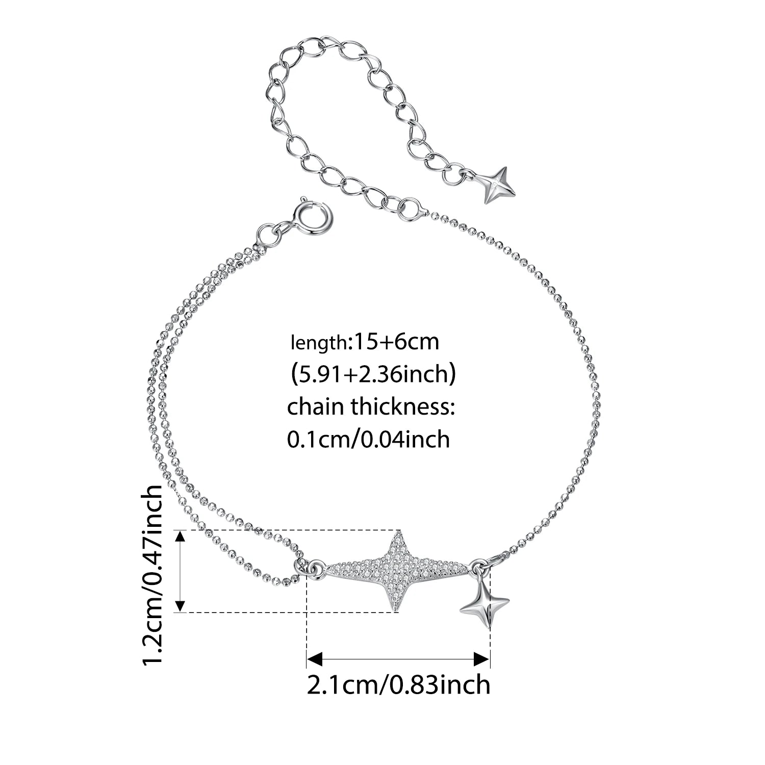 Silver Starlight Adjustable Star Chain Bracelet for Women