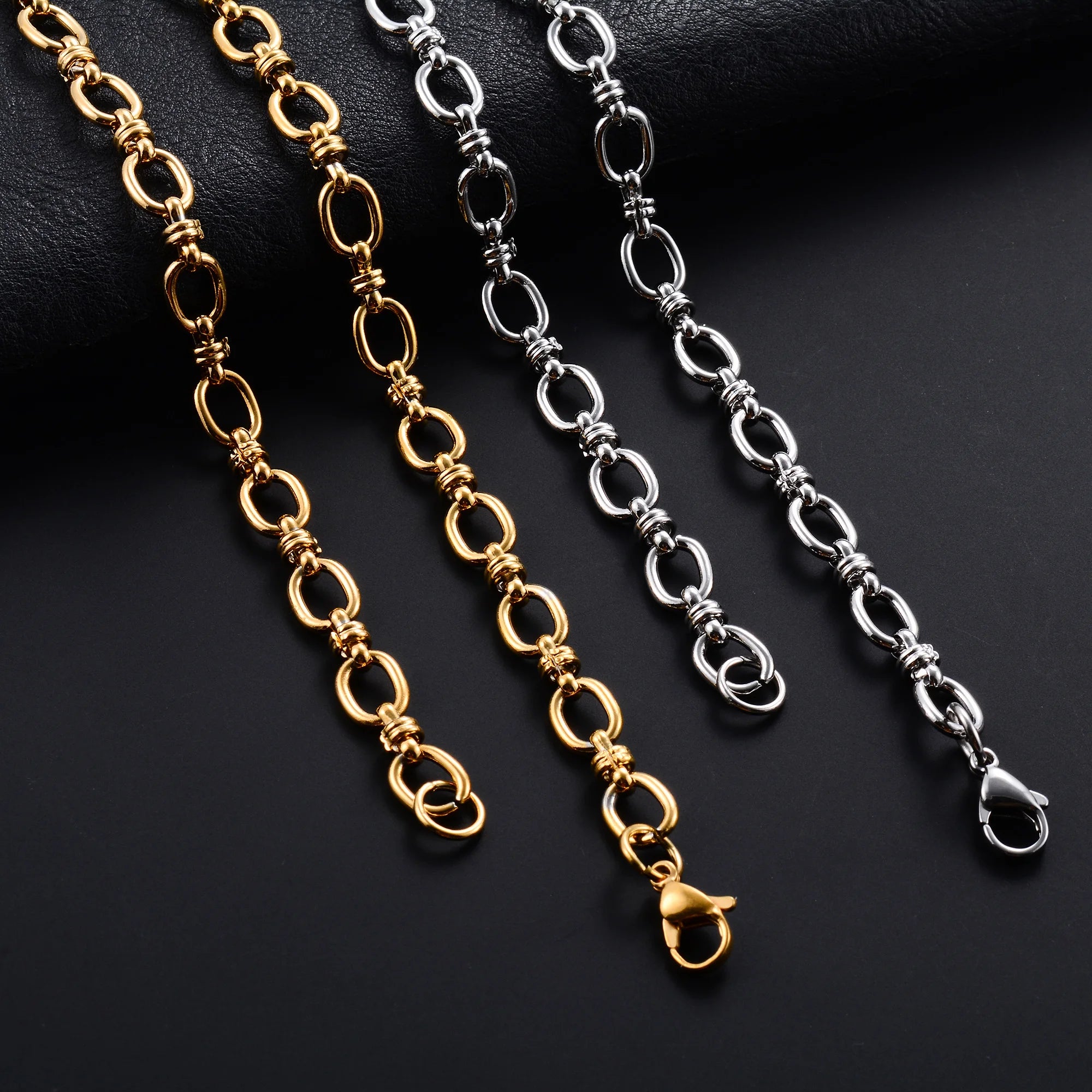 Stainless Steel Oval Chain Necklace – Punk Hip Hop Chunky Gold Choker