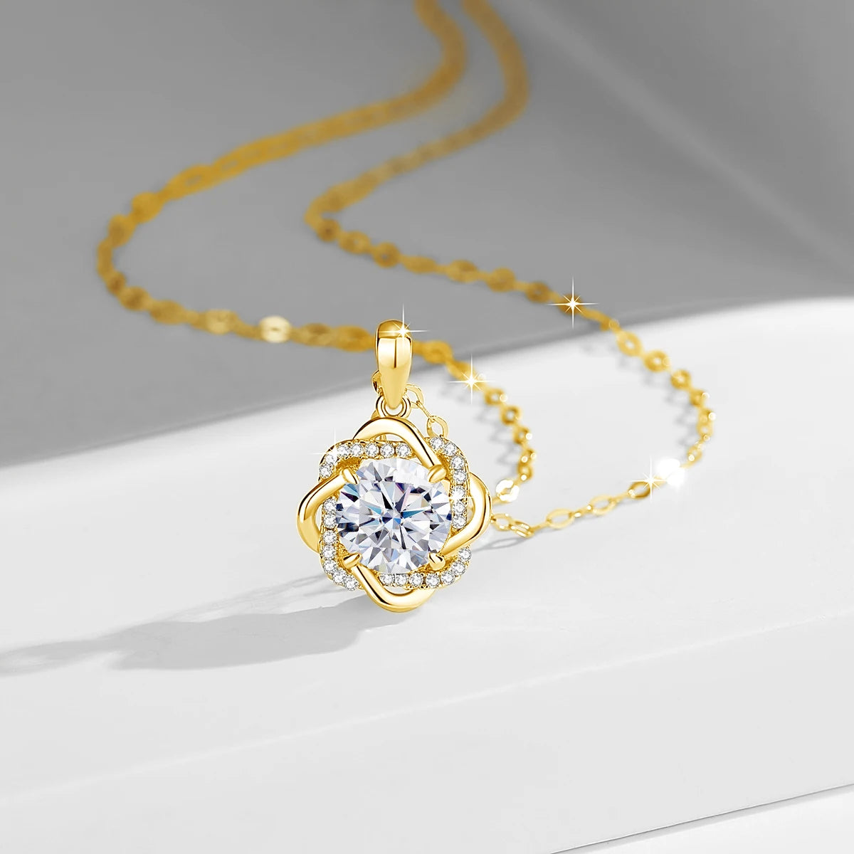 Star of David Moissanite Gold Necklace for Women with Certificate