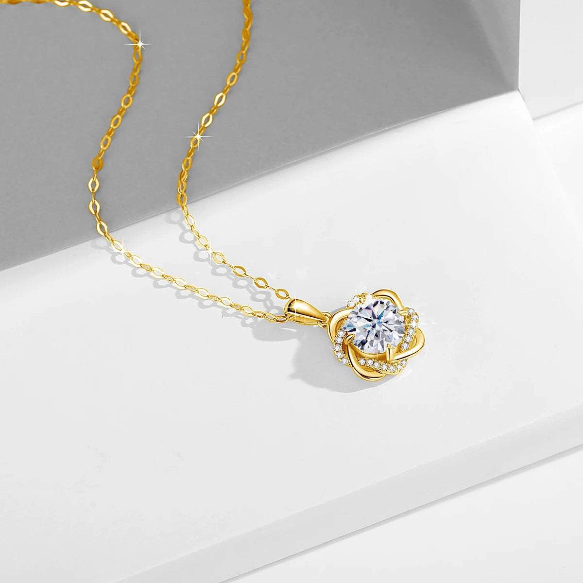 Star of David Moissanite Gold Necklace for Women with Certificate