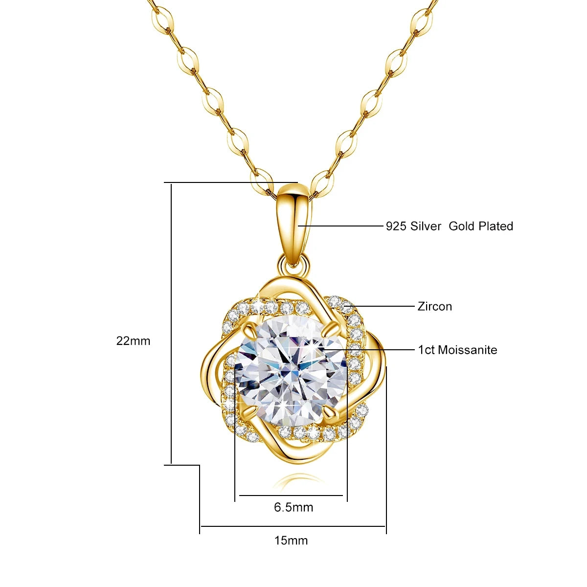 Star of David Moissanite Gold Necklace for Women with Certificate