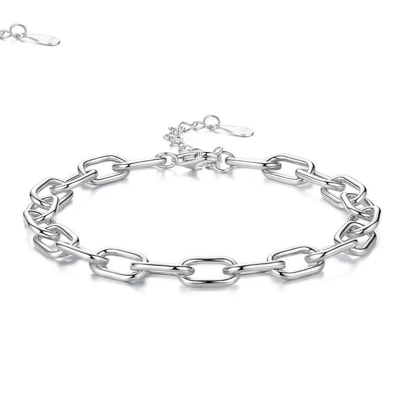 Sterling Silver 5mm Paperclip Chain Bracelet for Women & Men