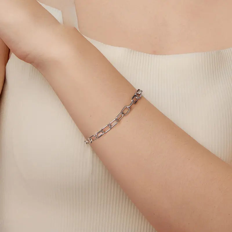 Sterling Silver 5mm Paperclip Chain Bracelet for Women & Men