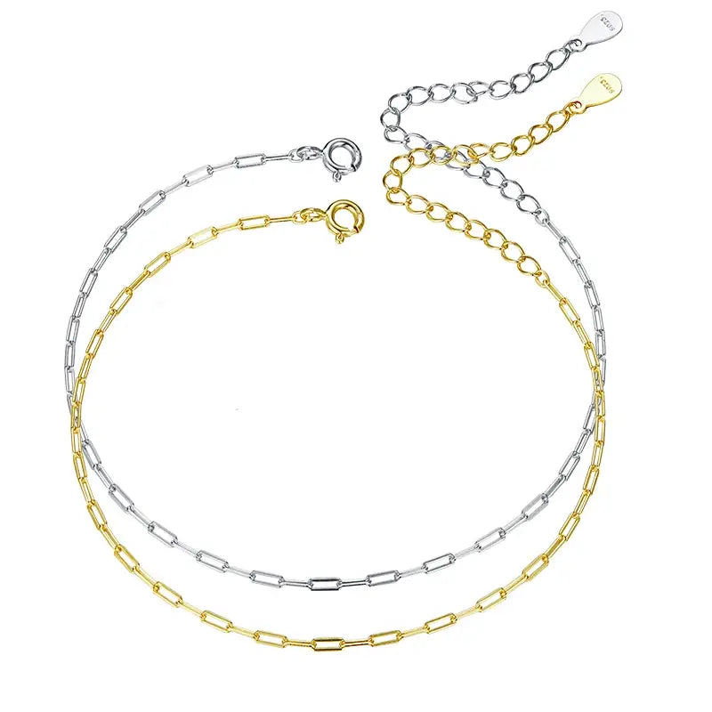 Sterling Silver & Gold Cable Chain Bracelet for Women