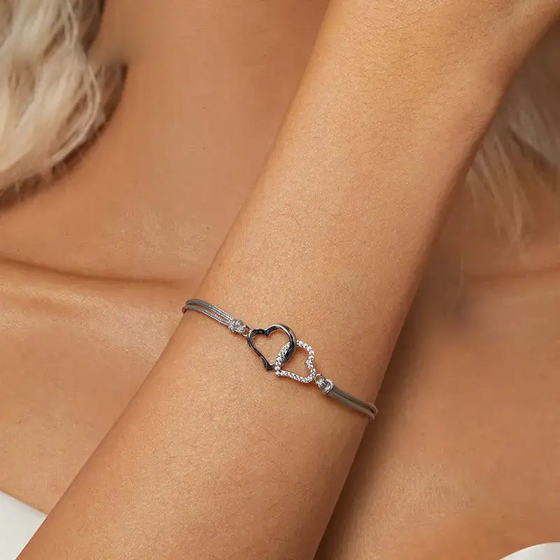 Sterling Silver Heart-to-Heart Bracelet for Women – Elegant Gift Jewelry