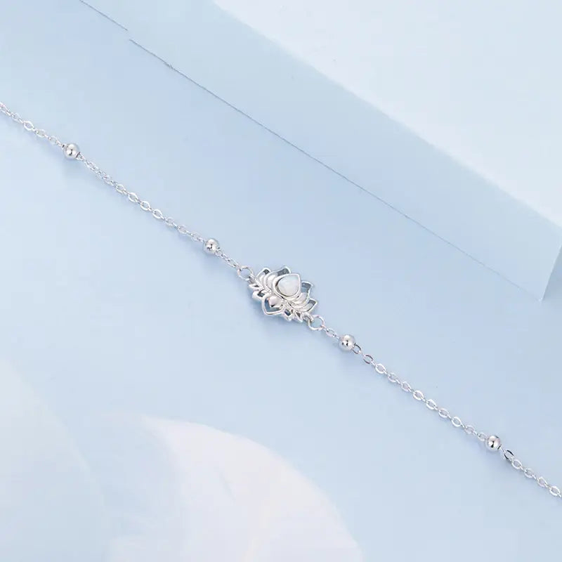 Sterling Silver Lotus Flower Bracelet – Dainty Yoga Jewelry Gift