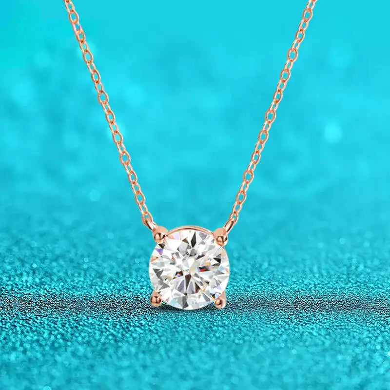 Sterling Silver Moissanite Necklace – 1-5 Ct, D Color, 3 Colors, Certified