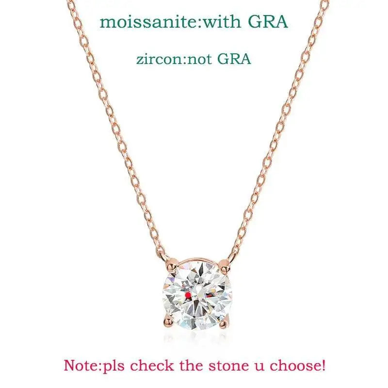Sterling Silver Moissanite Necklace – 1-5 Ct, D Color, 3 Colors, Certified