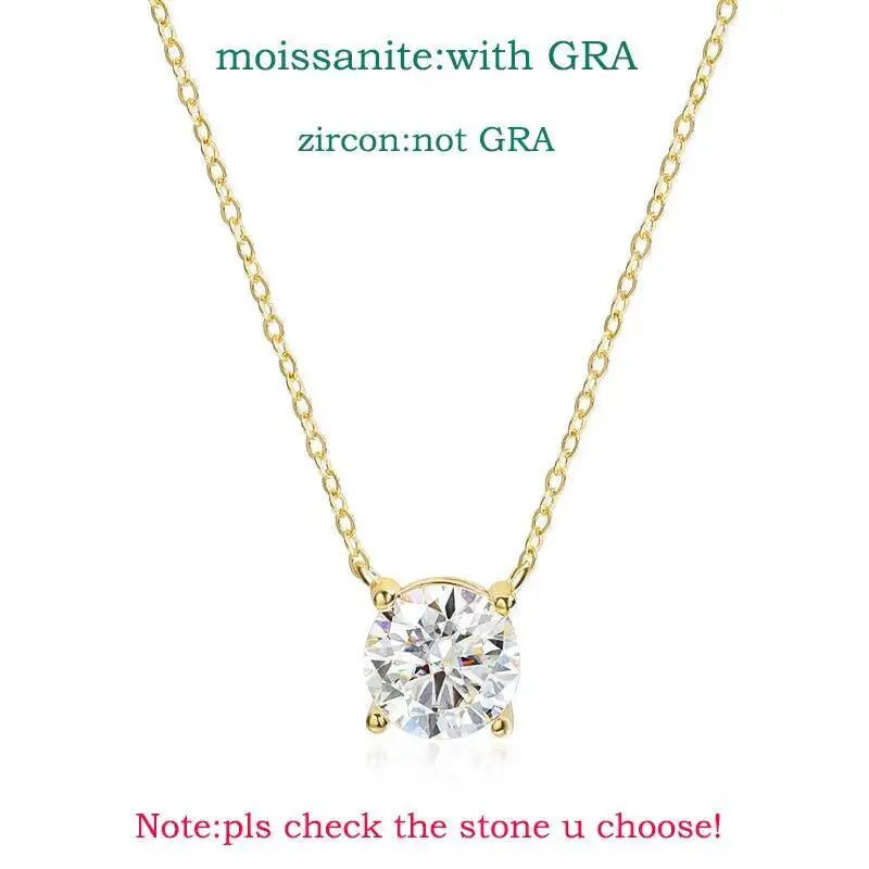 Sterling Silver Moissanite Necklace – 1-5 Ct, D Color, 3 Colors, Certified