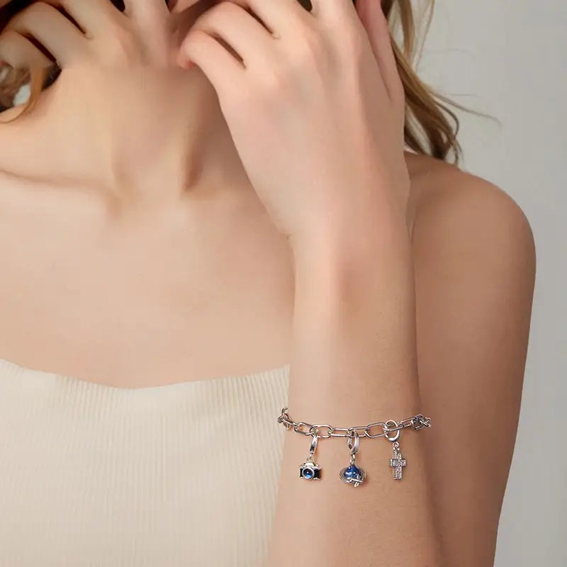 Sterling Silver Paperclip Link Adjustable Bracelet 0.5cm