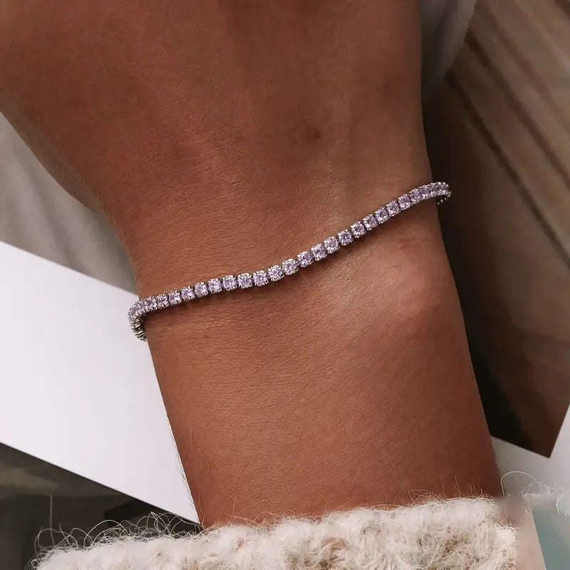 Sterling Silver Sparkling Pop 3-Color Tennis Bracelet for Women