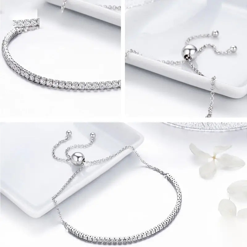 Sterling Silver Sparkling Pop 3-Color Tennis Bracelet for Women