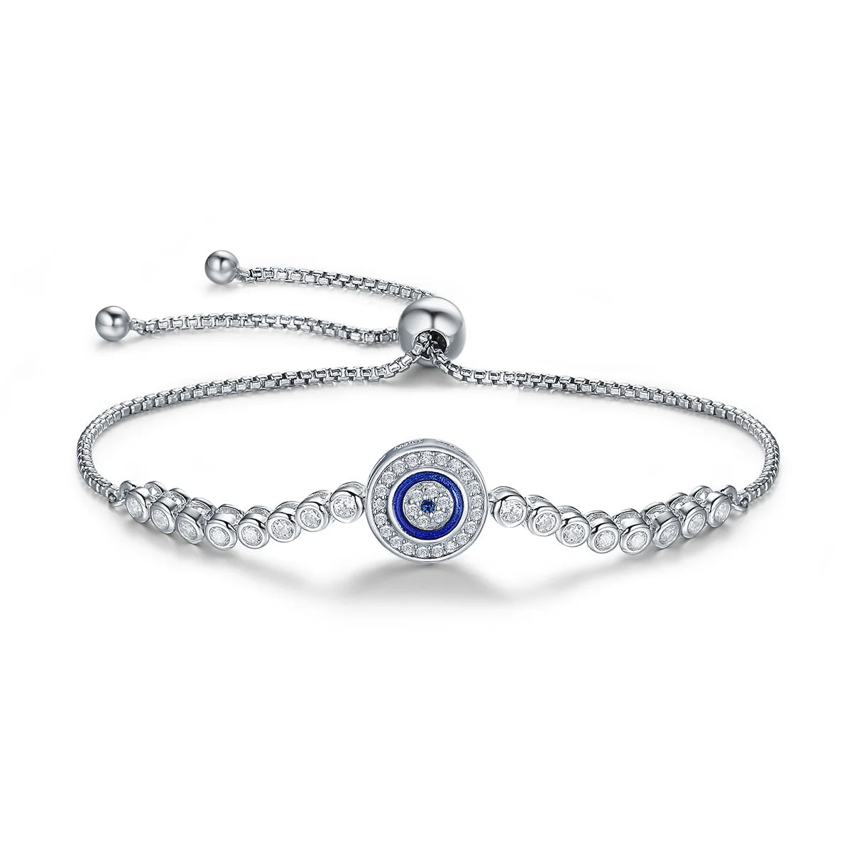 Sterling Silver Turkish Blue Evil Eye Tennis Bracelet for Women