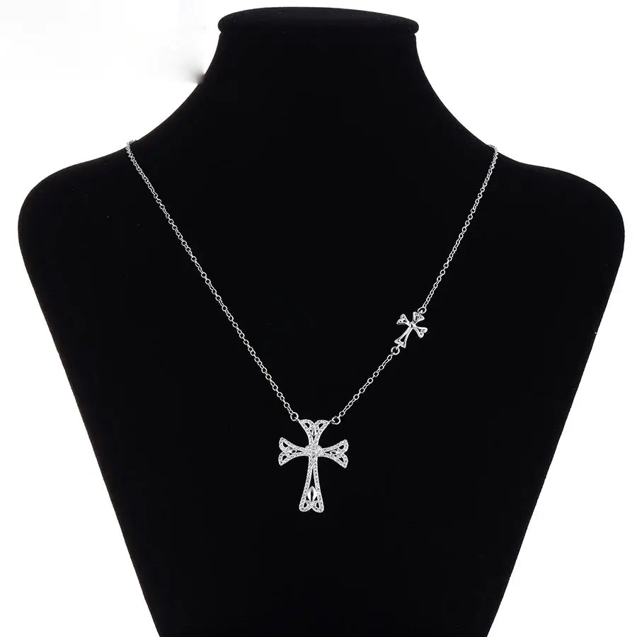 Temperament Religion Cross Pattern Necklace Pendant for Women
