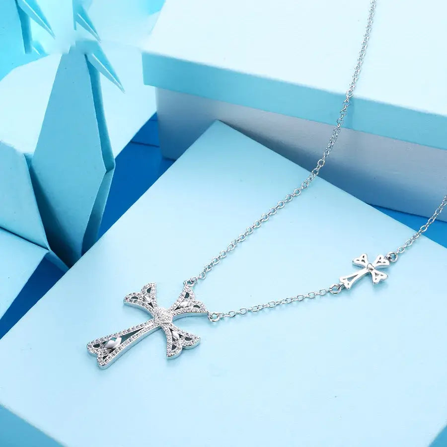 Temperament Religion Cross Pattern Necklace Pendant for Women