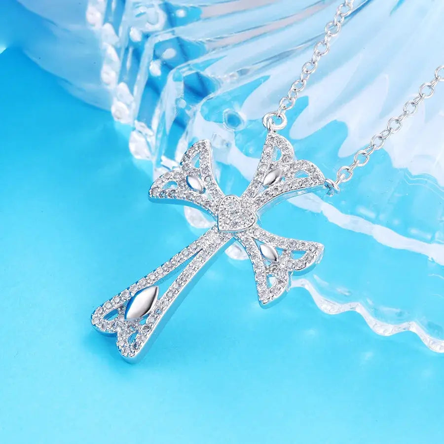 Temperament Religion Cross Pattern Necklace Pendant for Women