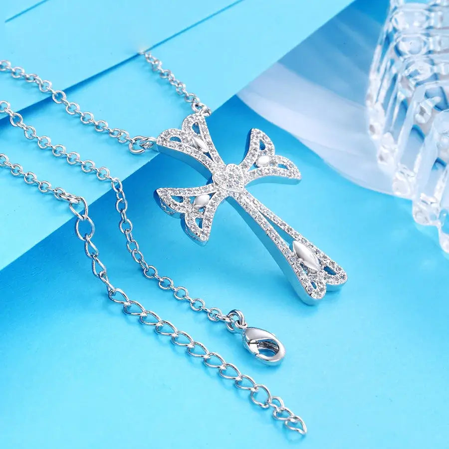 Temperament Religion Cross Pattern Necklace Pendant for Women