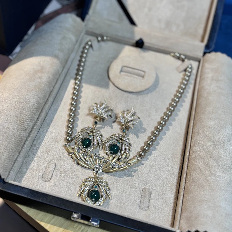 Vintage Champagne Pearl Necklace with Rhinestone Bee Charms