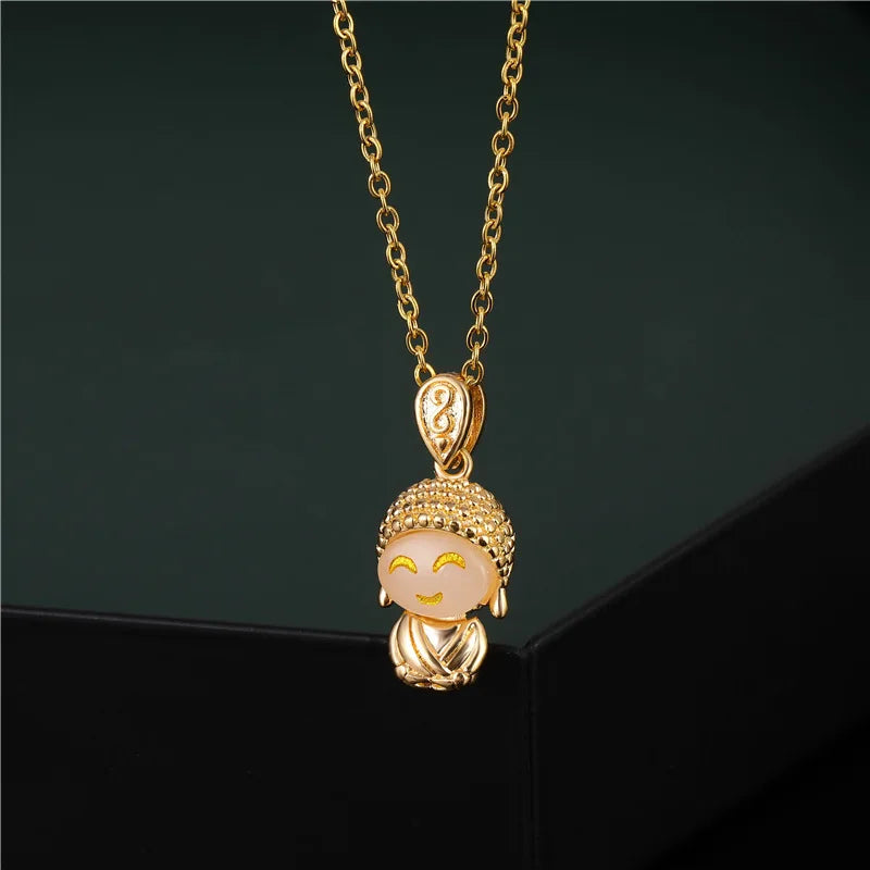 Vintage Lucky Maitreya Buddha Necklace – Stainless Steel Pendant