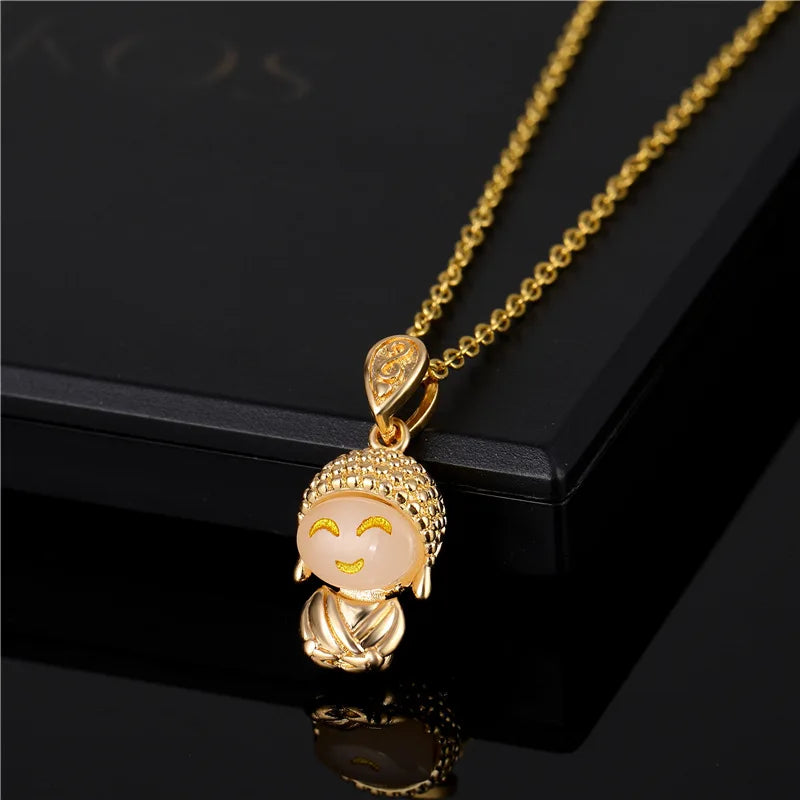 Vintage Lucky Maitreya Buddha Necklace – Stainless Steel Pendant