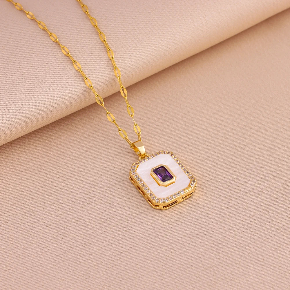 Vintage Purple Zircon Jewelry Set – Necklace, Earrings & Ring