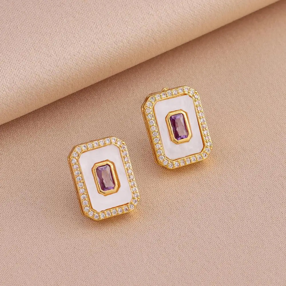 Vintage Purple Zircon Jewelry Set – Necklace, Earrings & Ring