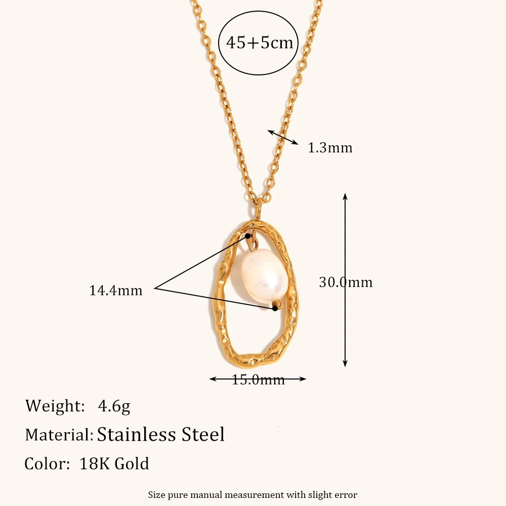 Waterproof Freshwater Pearl Frame Pendant Women’s Necklace